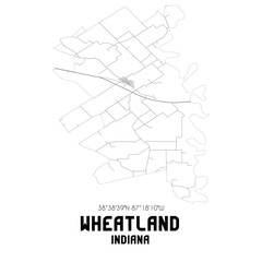 Wheatland Indiana. US street map with black and white lines.