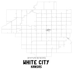 White City Kansas. US street map with black and white lines.