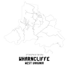 Wharncliffe West Virginia. US street map with black and white lines.