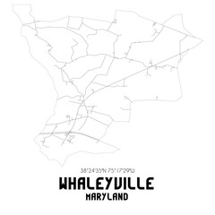Whaleyville Maryland. US street map with black and white lines.