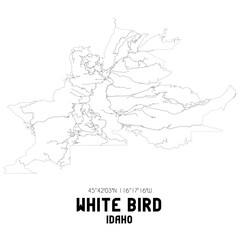 White Bird Idaho. US street map with black and white lines.