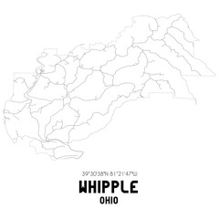 Fototapeta na wymiar Whipple Ohio. US street map with black and white lines.