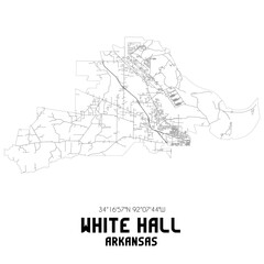White Hall Arkansas. US street map with black and white lines.