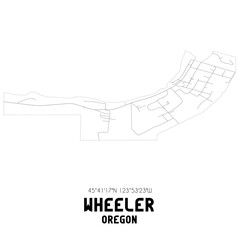 Obraz premium Wheeler Oregon. US street map with black and white lines.