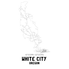 Fototapeta na wymiar White City Oregon. US street map with black and white lines.