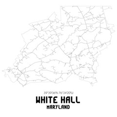 White Hall Maryland. US street map with black and white lines.