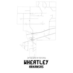 Wheatley Arkansas. US street map with black and white lines.