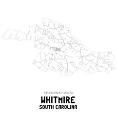 Whitmire South Carolina. US street map with black and white lines.