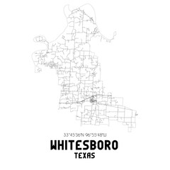 Whitesboro Texas. US street map with black and white lines.