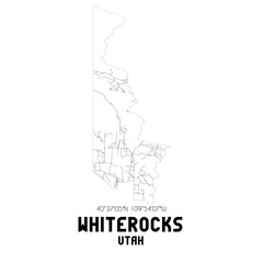 Whiterocks Utah. US street map with black and white lines.