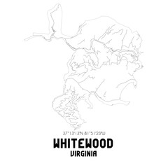 Whitewood Virginia. US street map with black and white lines.