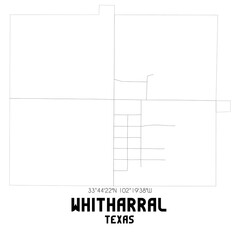 Whitharral Texas. US street map with black and white lines.