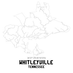 Whitleyville Tennessee. US street map with black and white lines.