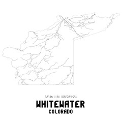 Whitewater Colorado. US street map with black and white lines.