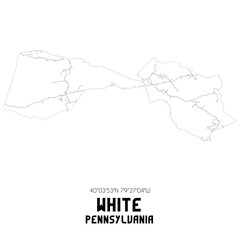 White Pennsylvania. US street map with black and white lines.