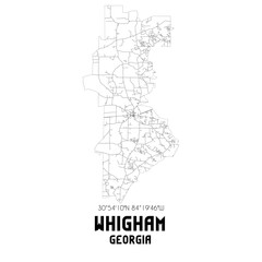 Whigham Georgia. US street map with black and white lines.