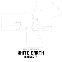 White Earth Minnesota. US street map with black and white lines.