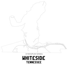 Whiteside Tennessee. US street map with black and white lines.