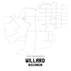 Willard Wisconsin. US street map with black and white lines.