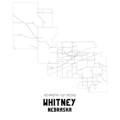 Whitney Nebraska. US street map with black and white lines.