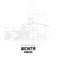 Wichita Kansas. US street map with black and white lines.
