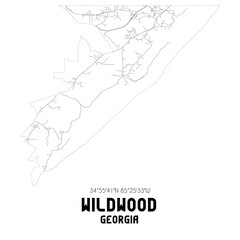 Wildwood Georgia. US street map with black and white lines.