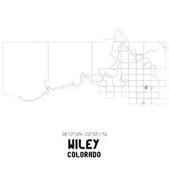 Wiley Colorado. US street map with black and white lines.