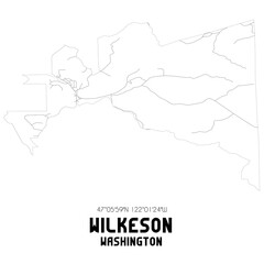 Wilkeson Washington. US street map with black and white lines.