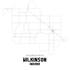 Wilkinson Indiana. US street map with black and white lines.