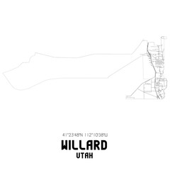 Willard Utah. US street map with black and white lines.