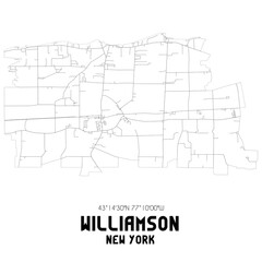Williamson New York. US street map with black and white lines.