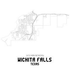 Wichita Falls Texas. US street map with black and white lines.
