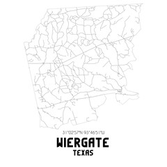 Wiergate Texas. US street map with black and white lines.