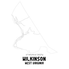 Wilkinson West Virginia. US street map with black and white lines.
