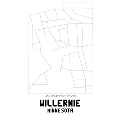 Willernie Minnesota. US street map with black and white lines.