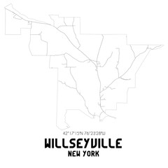 Willseyville New York. US street map with black and white lines.