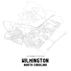 Obraz premium Wilmington North Carolina. US street map with black and white lines.