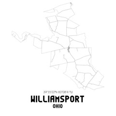 Williamsport Ohio. US street map with black and white lines.