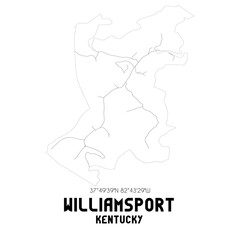Williamsport Kentucky. US street map with black and white lines.