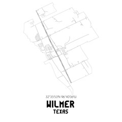 Wilmer Texas. US street map with black and white lines.