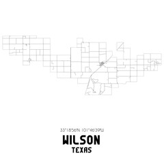 Wilson Texas. US street map with black and white lines.