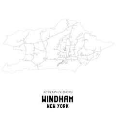 Windham New York. US street map with black and white lines.