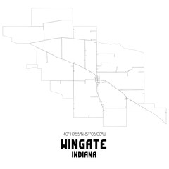 Wingate Indiana. US street map with black and white lines.