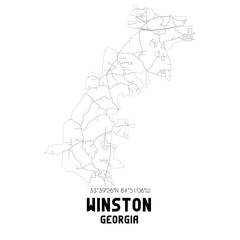 Winston Georgia. US street map with black and white lines.