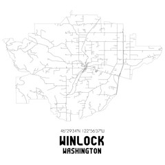 Fototapeta na wymiar Winlock Washington. US street map with black and white lines.