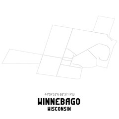 Winnebago Wisconsin. US street map with black and white lines.