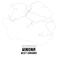 Winona West Virginia. US street map with black and white lines.