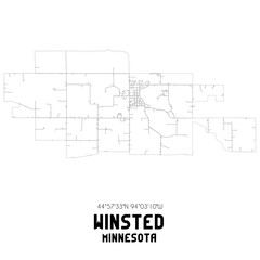 Winsted Minnesota. US street map with black and white lines.