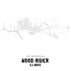 Wood River Illinois. US street map with black and white lines.