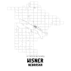 Wisner Nebraska. US street map with black and white lines.